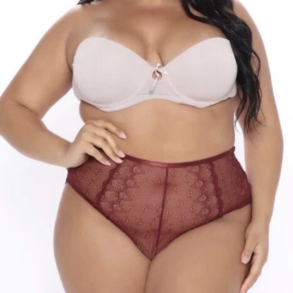 Fashion Nova- Favorite Surprise Strappy Cage Panty-Color: Wine-Size: OS-NEW!!